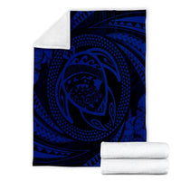 Hawaiian Kanaka Honu Hibiscus Tornando Polynesian Blue Premium Blankets - AH - Polynesian Pride