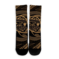 Hawaiian Kanaka Honu Hibiscus Tornando Polynesian Gold Crew Socks - AH - Polynesian Pride