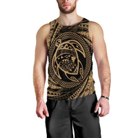 Hawaiian Kanaka Honu Hibiscus Tornando Polynesian Gold Tank Top - AH Black - Polynesian Pride