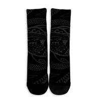 Hawaiian Kanaka Honu Hibiscus Tornando Polynesian Gray Crew Socks - AH - Polynesian Pride