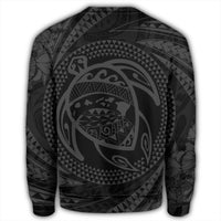 Hawaiian Kanaka Honu Hibiscus Tornando Polynesian Gray Sweatshirt - AH - Polynesian Pride
