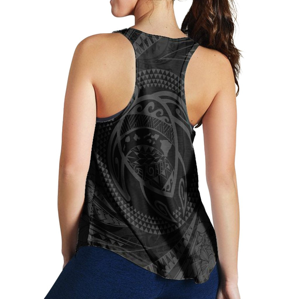 Hawaiian Kanaka Honu Hibiscus Tornando Polynesian Gray Racerback Tank - AH - Polynesian Pride
