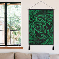Hawaiian Kanaka Honu Hibiscus Tornando Polynesian Green Hanging Poster - AH - Polynesian Pride
