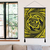 Hawaiian Kanaka Honu Hibiscus Tornando Polynesian Yellow Hanging Poster - AH - Polynesian Pride