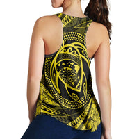 Hawaiian Kanaka Honu Hibiscus Tornando Polynesian Yellow Racerback Tank - AH - Polynesian Pride