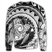 Hawaiian Kanaka Honu Map Hibiscus Globular Polynesian Sweatshirt - AH - Polynesian Pride