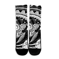 Hawaiian Kanaka Honu Map Hibiscus Globular Polynesian Crew Socks - AH - Polynesian Pride
