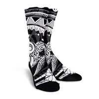 Hawaiian Kanaka Honu Map Hibiscus Globular Polynesian Crew Socks - AH - Polynesian Pride