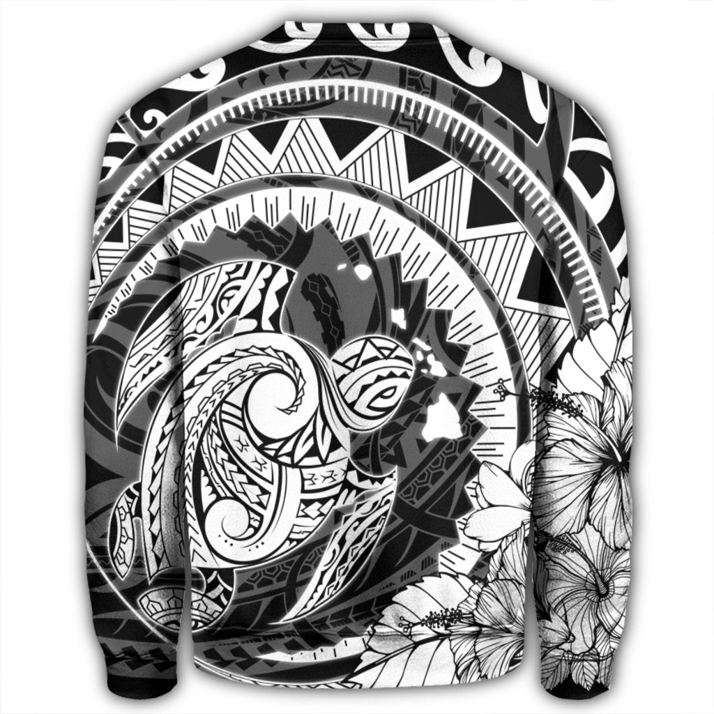 Hawaiian Kanaka Honu Map Hibiscus Globular Polynesian Sweatshirt - AH - Polynesian Pride