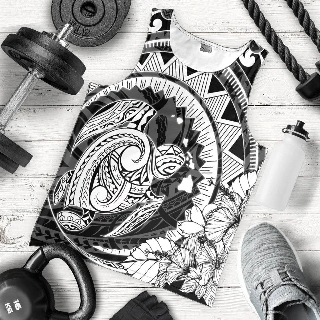 Hawaiian Kanaka Honu Map Hibiscus Globular Polynesian Tank Top - AH - Polynesian Pride