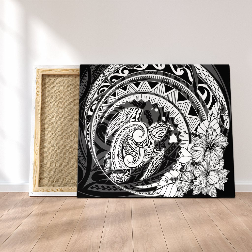 Hawaiian Kanaka Honu Map Hibiscus Globular Polynesian Canvas - AH Canvas Poly-cotton - Polynesian Pride