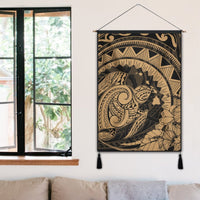 Hawaiian Kanaka Honu Map Hibiscus Globular Polynesian Gold Hanging Poster - AH - Polynesian Pride