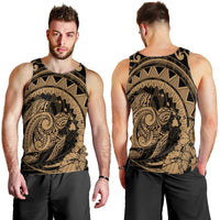 Hawaiian Kanaka Honu Map Hibiscus Globular Polynesian Gold Tank Top - AH - Polynesian Pride
