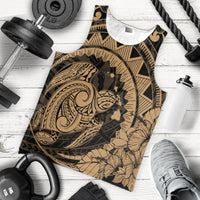 Hawaiian Kanaka Honu Map Hibiscus Globular Polynesian Gold Tank Top - AH - Polynesian Pride
