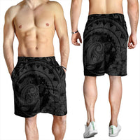 Hawaiian Kanaka Honu Map Hibiscus Globular Polynesian Gray Men's Shorts - AH - Polynesian Pride