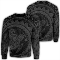 Hawaiian Kanaka Honu Map Hibiscus Globular Polynesian Gray Sweatshirt - AH Unisex Black - Polynesian Pride