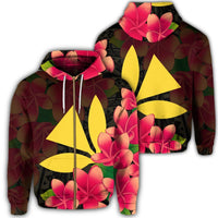 Hawaiian Kanaka Plumeria Polynesian Zip Hoodie Unisex Art - Polynesian Pride