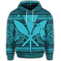 Hawaiian Kanaka Polynesian Hoodie Tribal Reggae Color Blue - Polynesian Pride