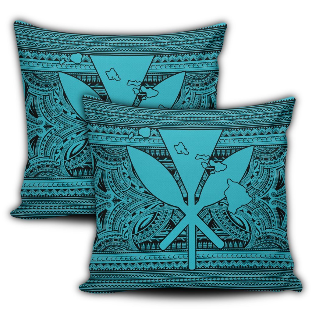 Hawaiian Kanaka Polynesian Tribal Pillow Covers Reggae Color Blue AH - Polynesian Pride