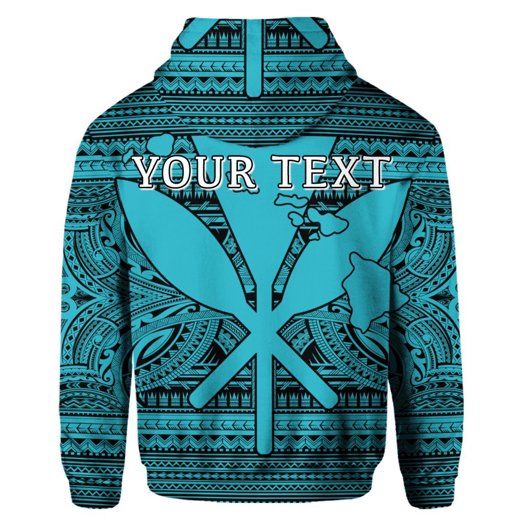 Custom Hawaiian Kanaka Polynesian Hoodie Tribal Reggae Color Blue - Polynesian Pride