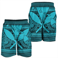Hawaiian Kanaka Polynesian Tribal Men's Shorts Reggae Color Blue AH - Polynesian Pride