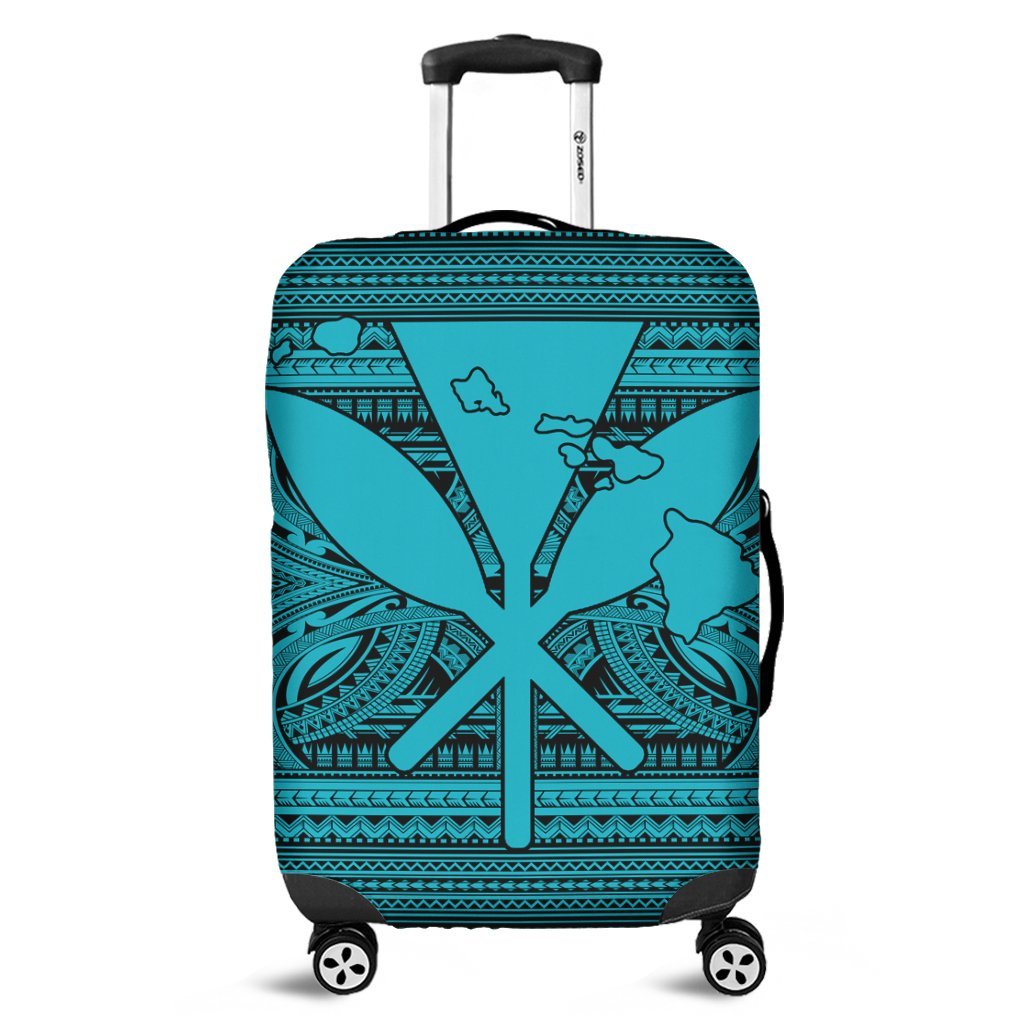 Hawaiian Kanaka Polynesian Tribal Luggage Covers Reggae Color Blue AH Black - Polynesian Pride