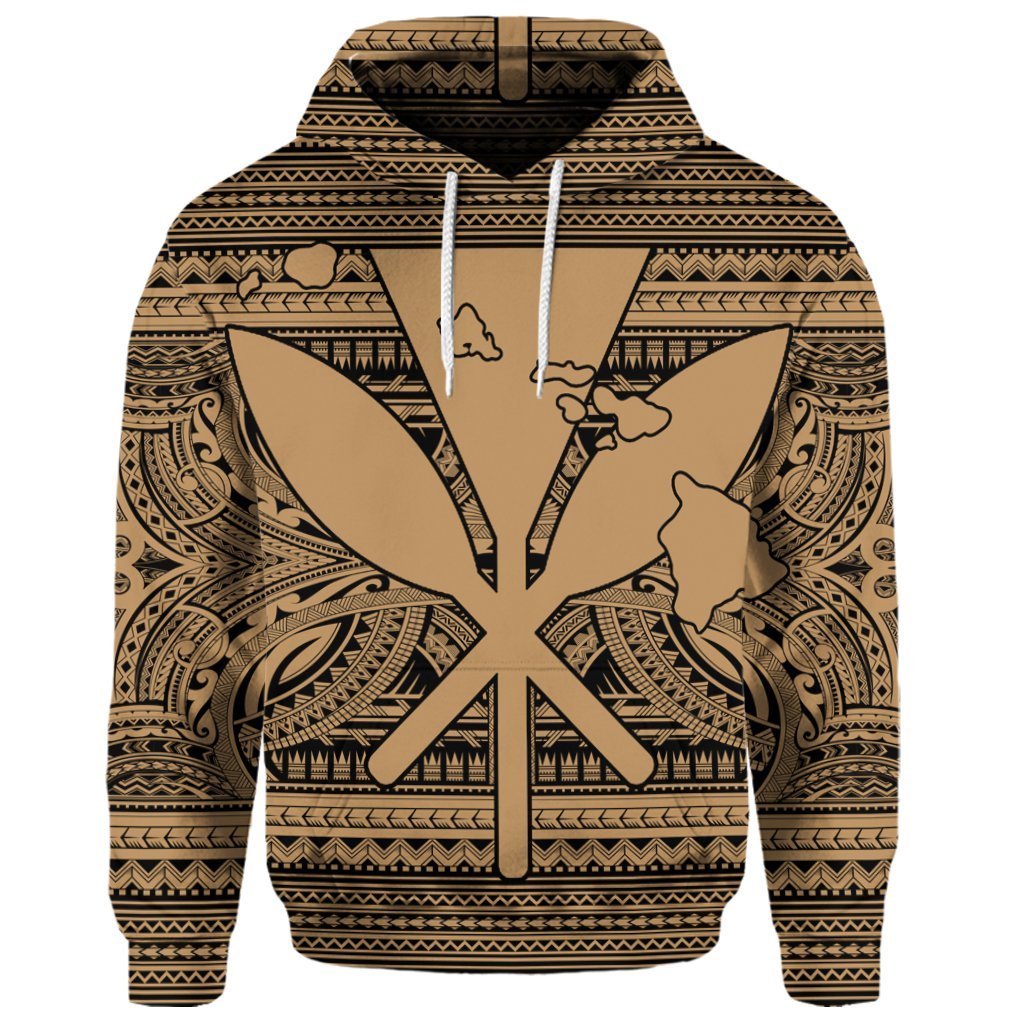 Custom Hawaiian Kanaka Polynesian Hoodie Tribal Reggae Color Gold - Polynesian Pride