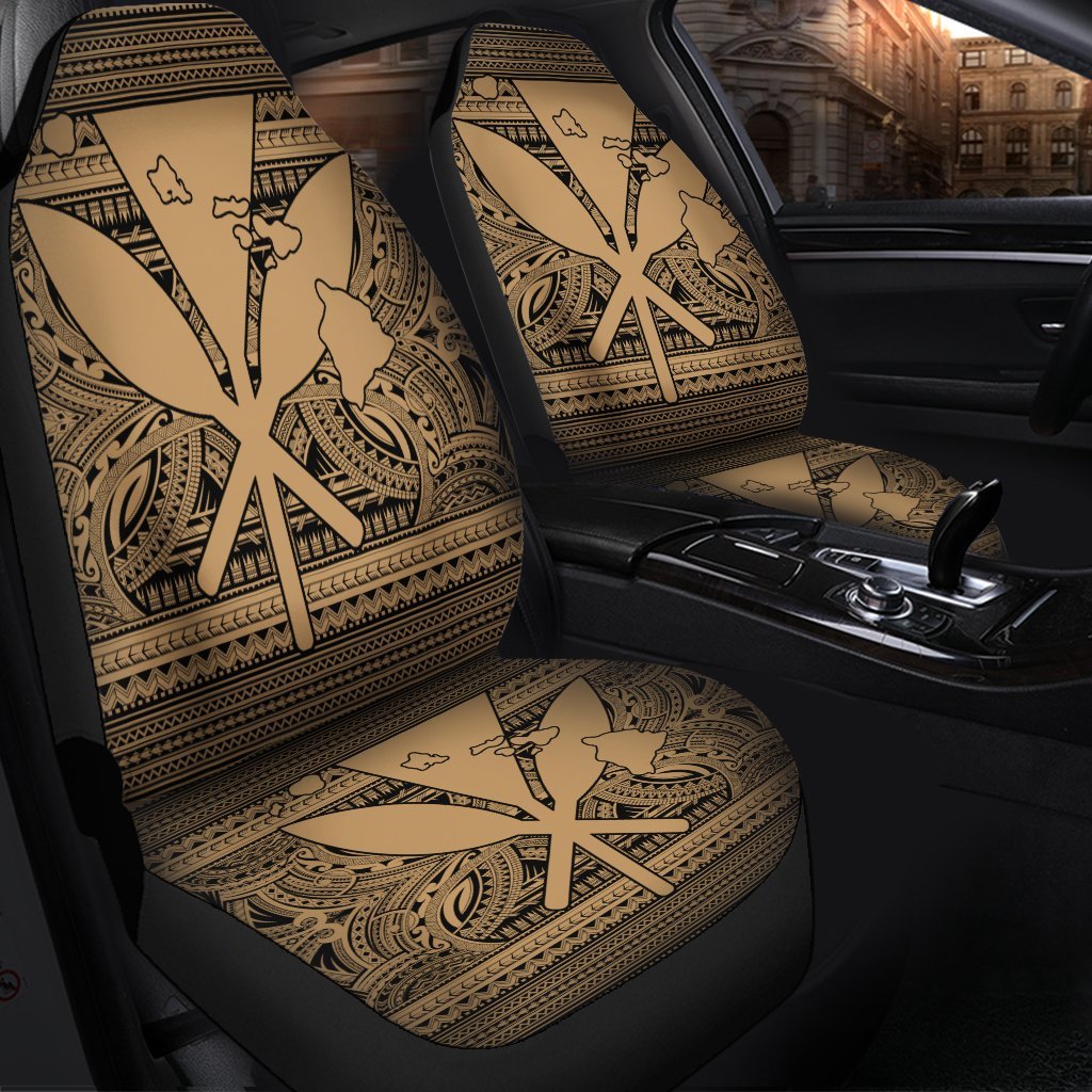 Hawaiian Kanaka Polynesian Tribal Car Seat Covers Reggae Color Gold AH - Polynesian Pride