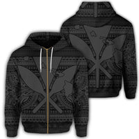 Hawaiian Kanaka Polynesian Tribal Zip Hoodie Reggae Color Gray Unisex Art - Polynesian Pride