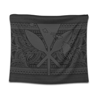 Hawaiian Kanaka Polynesian Tribal Tapestry Reggae Color Gray AH Wall Tapestry Black - Polynesian Pride