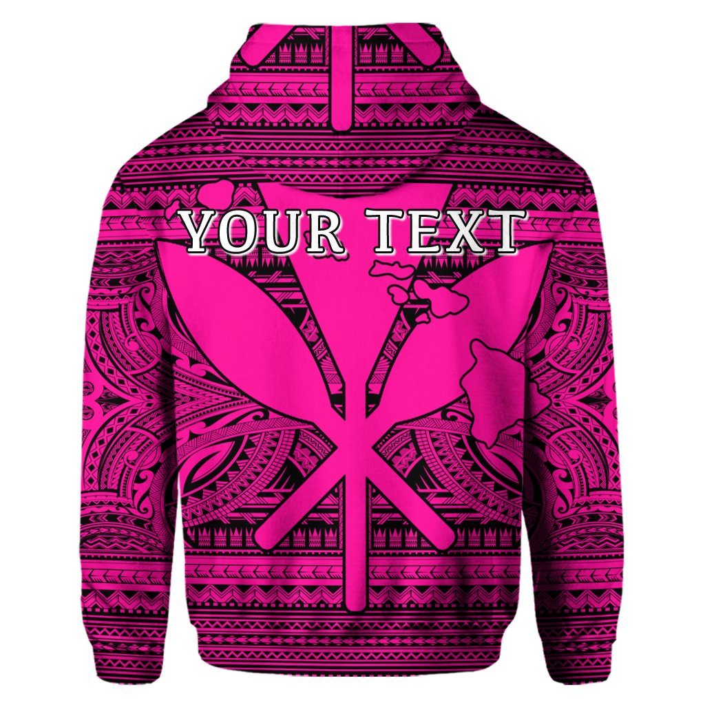 Custom Hawaiian Kanaka Polynesian Hoodie Tribal Reggae Color Pink - Polynesian Pride