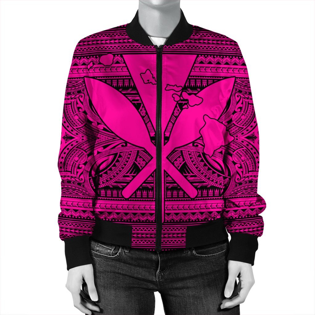 Hawaiian Kanaka Polynesian Tribal Bomber Jacket Reggae Color Pink AH - Polynesian Pride