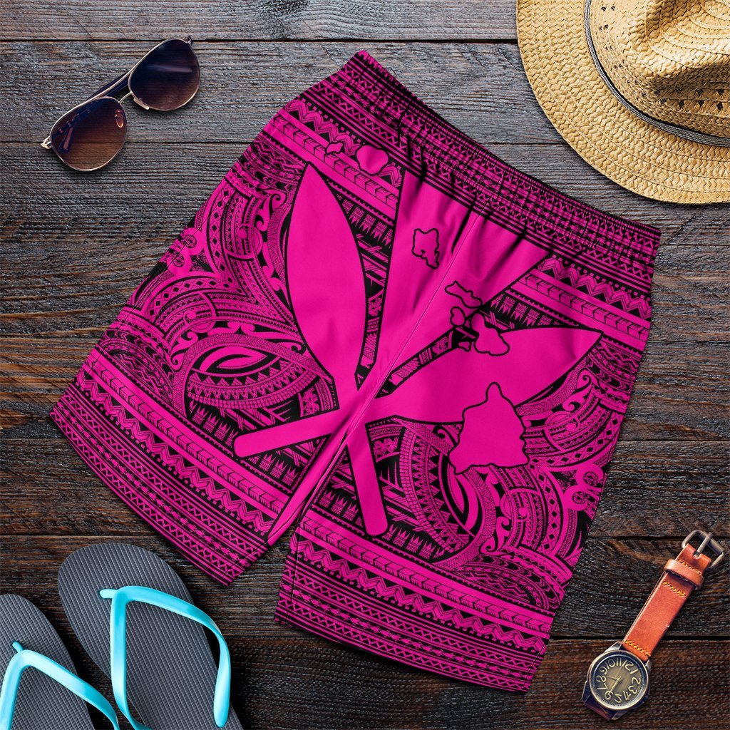 Hawaiian Kanaka Polynesian Tribal Men's Shorts Reggae Color Pink AH Art - Polynesian Pride