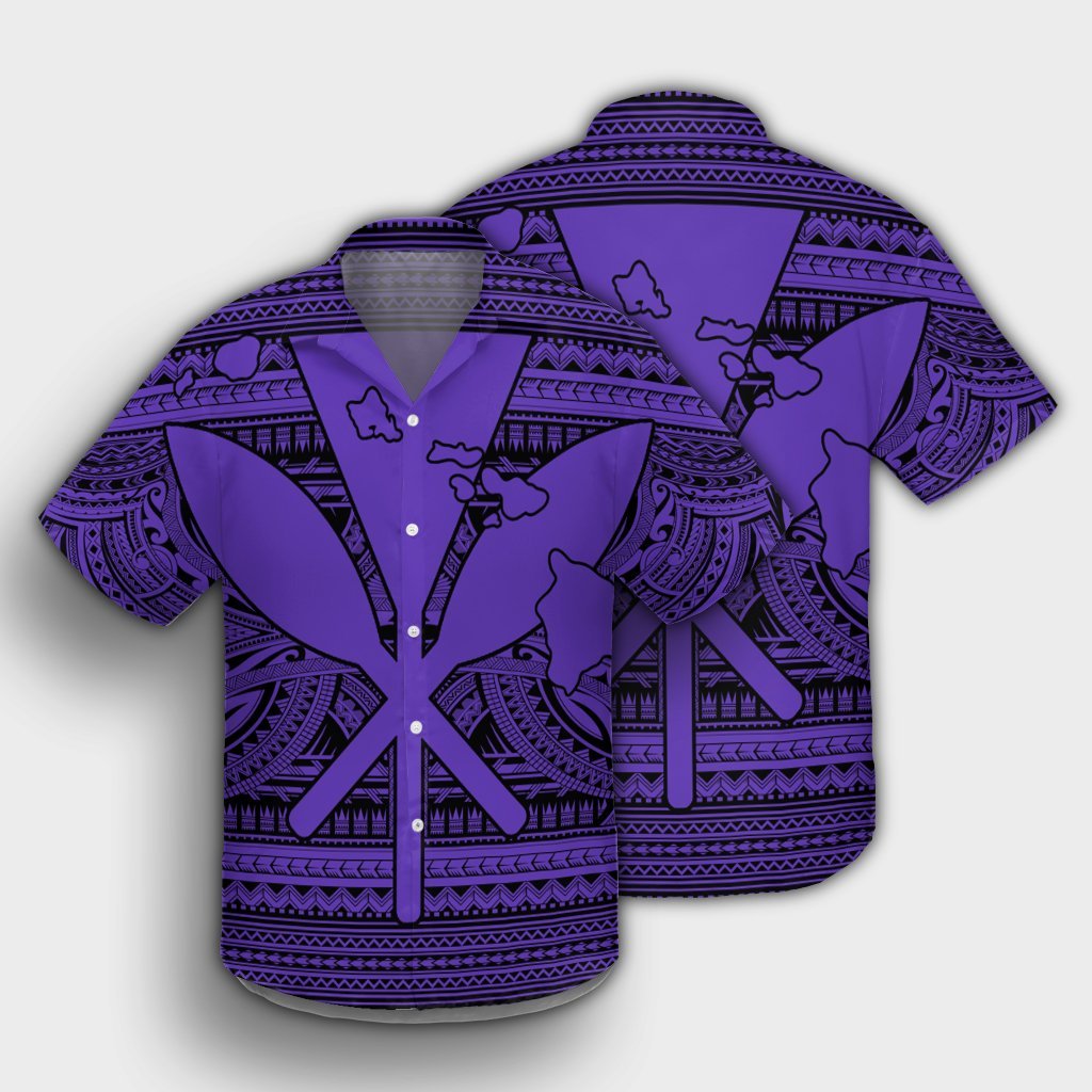 Hawaiian Kanaka Polynesian Tribal Hawaiian Shirt Reggae Color Purple AH - Polynesian Pride