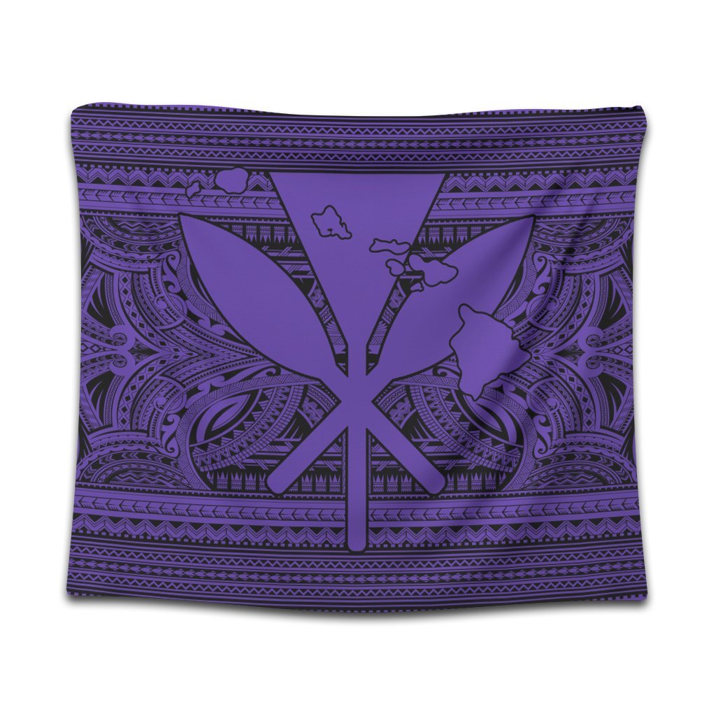 Hawaiian Kanaka Polynesian Tribal Tapestry Reggae Color Purple AH Wall Tapestry Black - Polynesian Pride