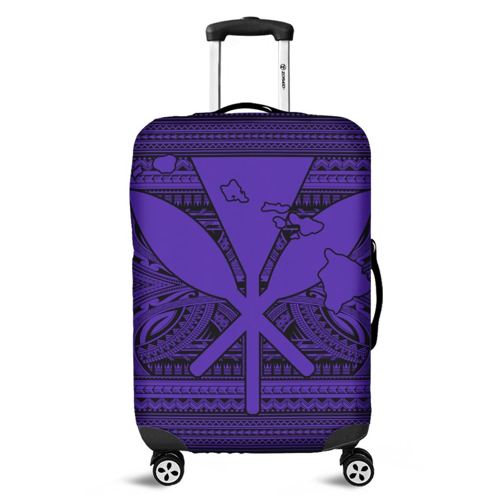 Hawaiian Kanaka Polynesian Tribal Luggage Covers Reggae Color Purple AH Black - Polynesian Pride