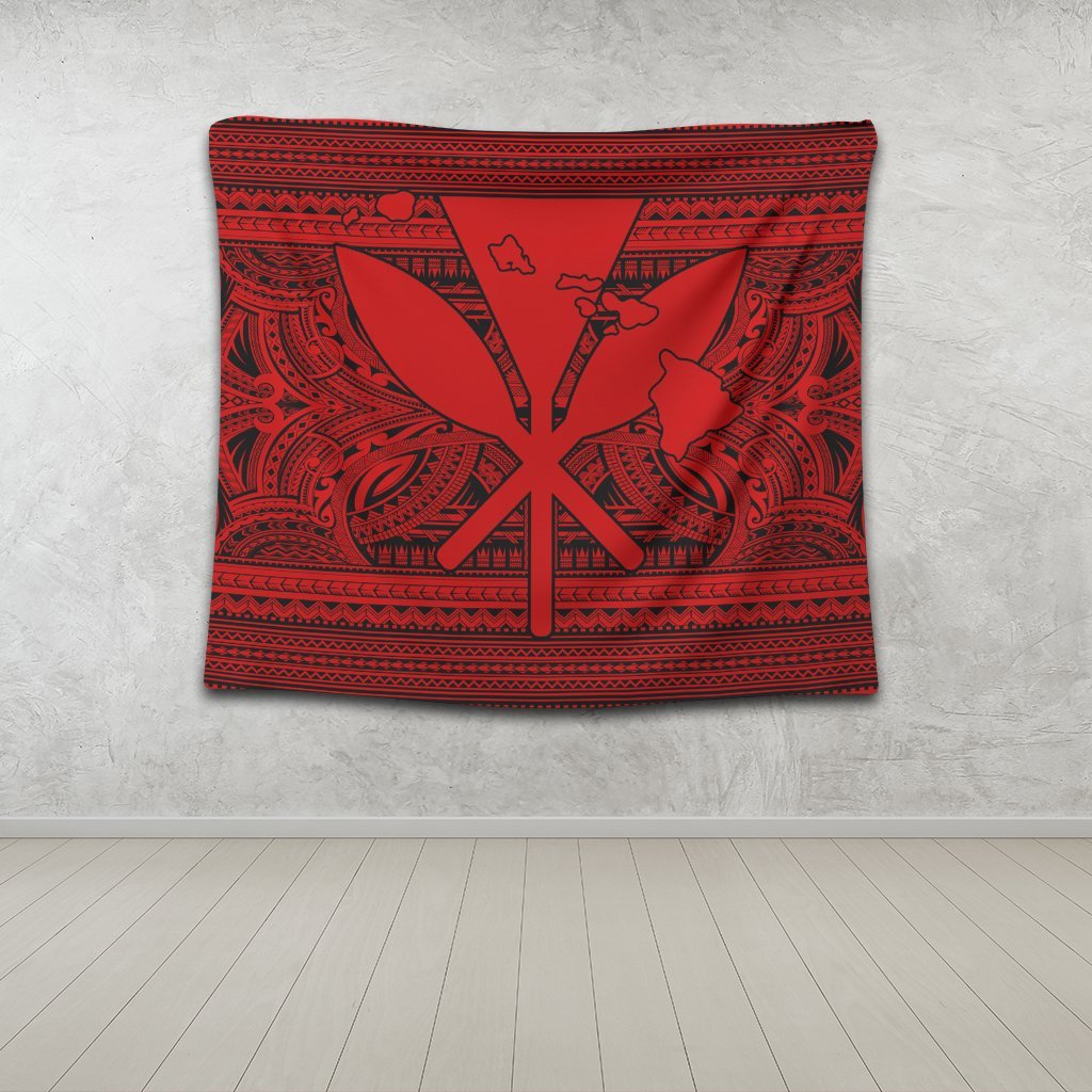 Hawaiian Kanaka Polynesian Tribal Tapestry Reggae Color Red AH - Polynesian Pride