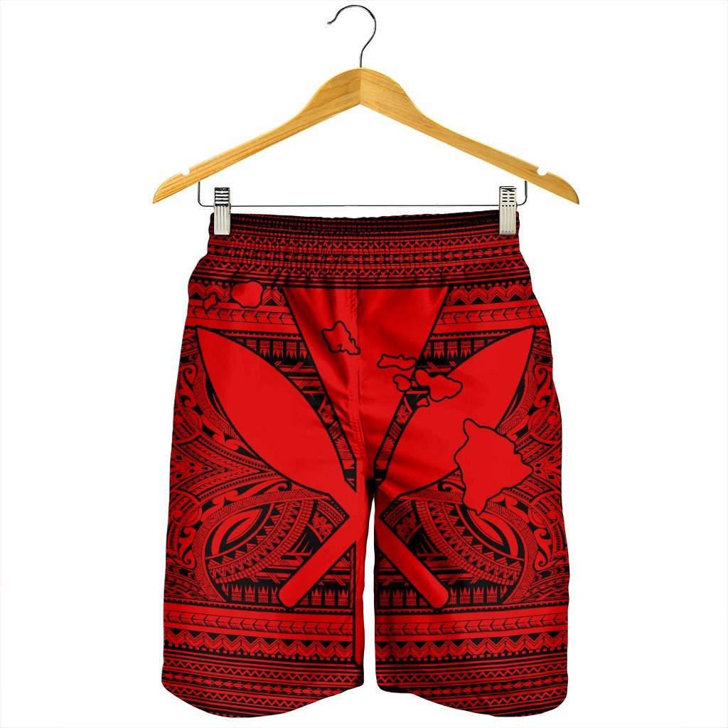 Hawaiian Kanaka Polynesian Tribal Men's Shorts Reggae Color Red AH - Polynesian Pride