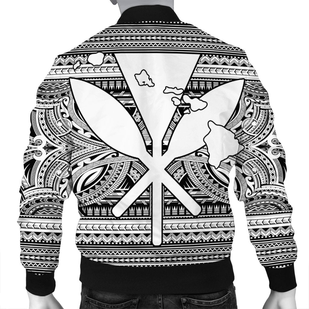 Hawaiian Kanaka Polynesian Tribal Bomber Jacket Reggae Color White AH - Polynesian Pride