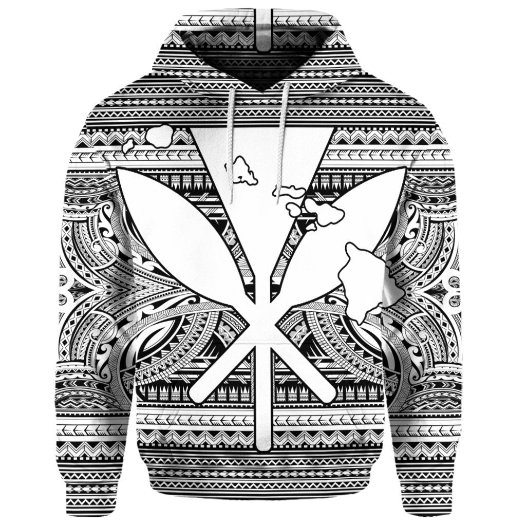 Custom Hawaiian Kanaka Polynesian Hoodie Tribal Reggae Color White - Polynesian Pride