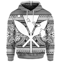 Custom Hawaiian Kanaka Polynesian Hoodie Tribal Reggae Color White - Polynesian Pride
