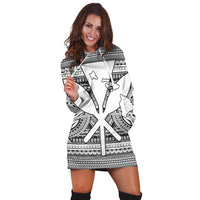Hawaiian Kanaka Polynesian Tribal Hoodie Dress Reggae Color White AH - Polynesian Pride