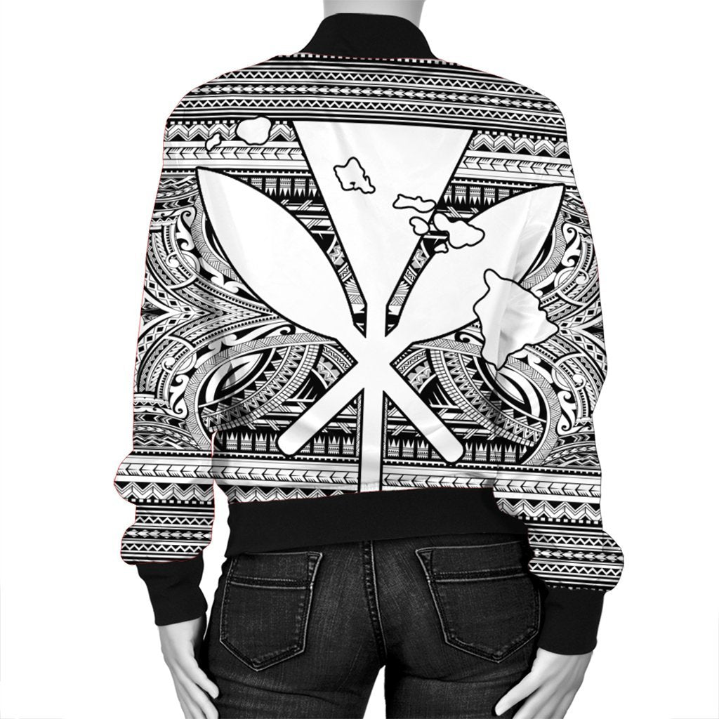 Hawaiian Kanaka Polynesian Tribal Bomber Jacket Reggae Color White AH - Polynesian Pride