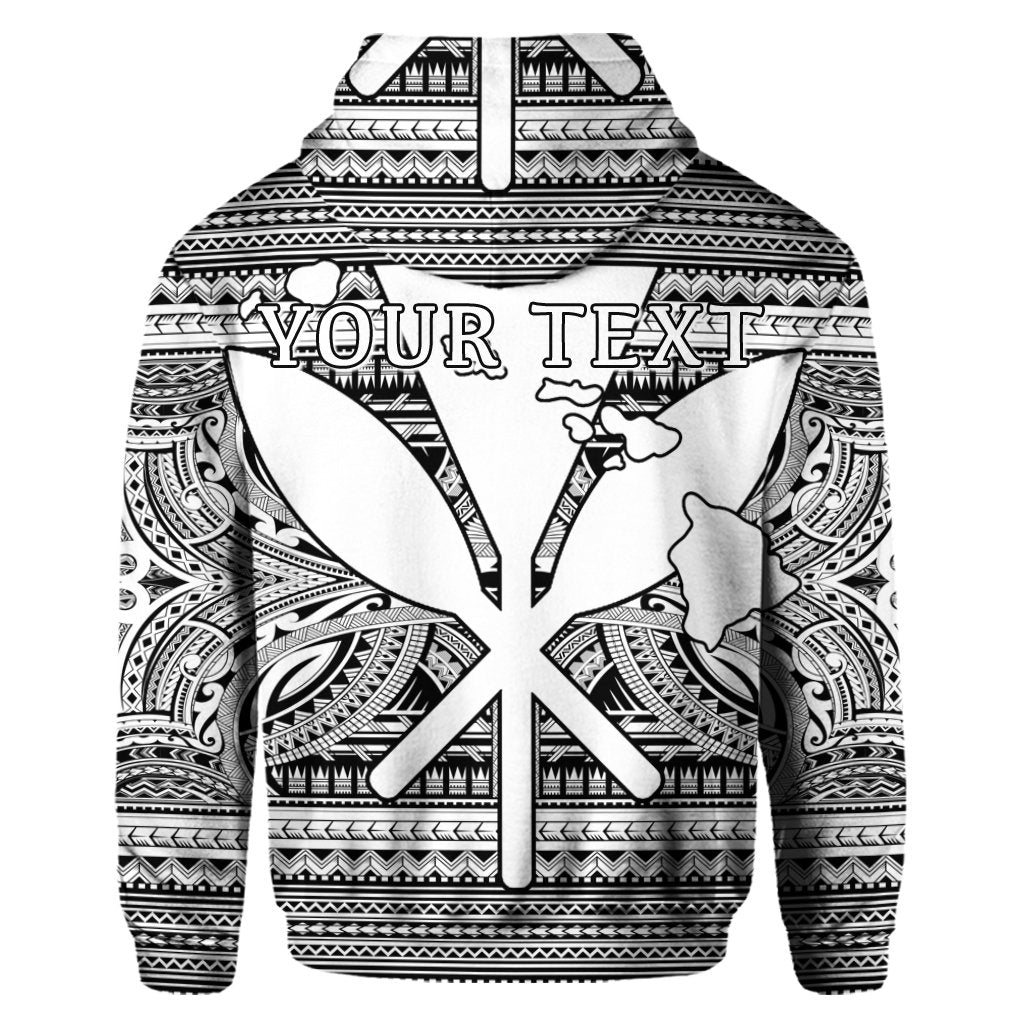 Custom Hawaiian Kanaka Polynesian Hoodie Tribal Reggae Color White - Polynesian Pride