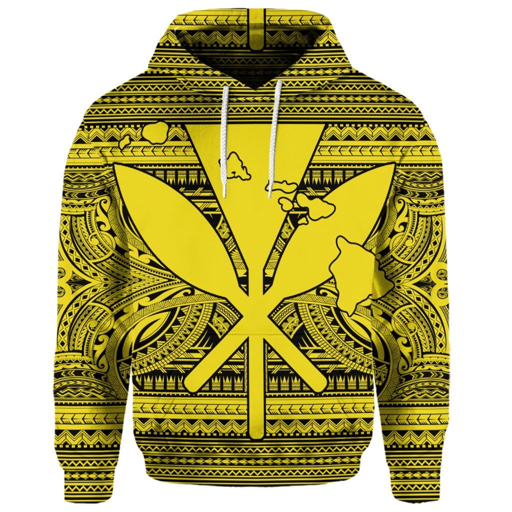 Custom Hawaiian Kanaka Polynesian Hoodie Tribal Reggae Color Yellow - Polynesian Pride