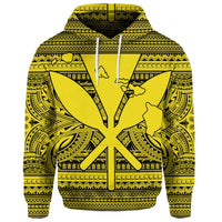 Custom Hawaiian Kanaka Polynesian Hoodie Tribal Reggae Color Yellow - Polynesian Pride