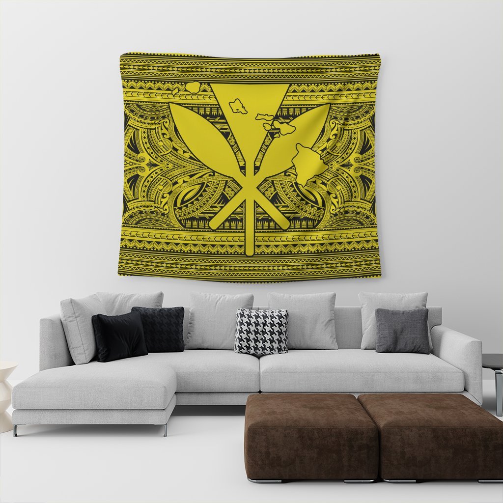 Hawaiian Kanaka Polynesian Tribal Tapestry Reggae Color Yellow AH - Polynesian Pride