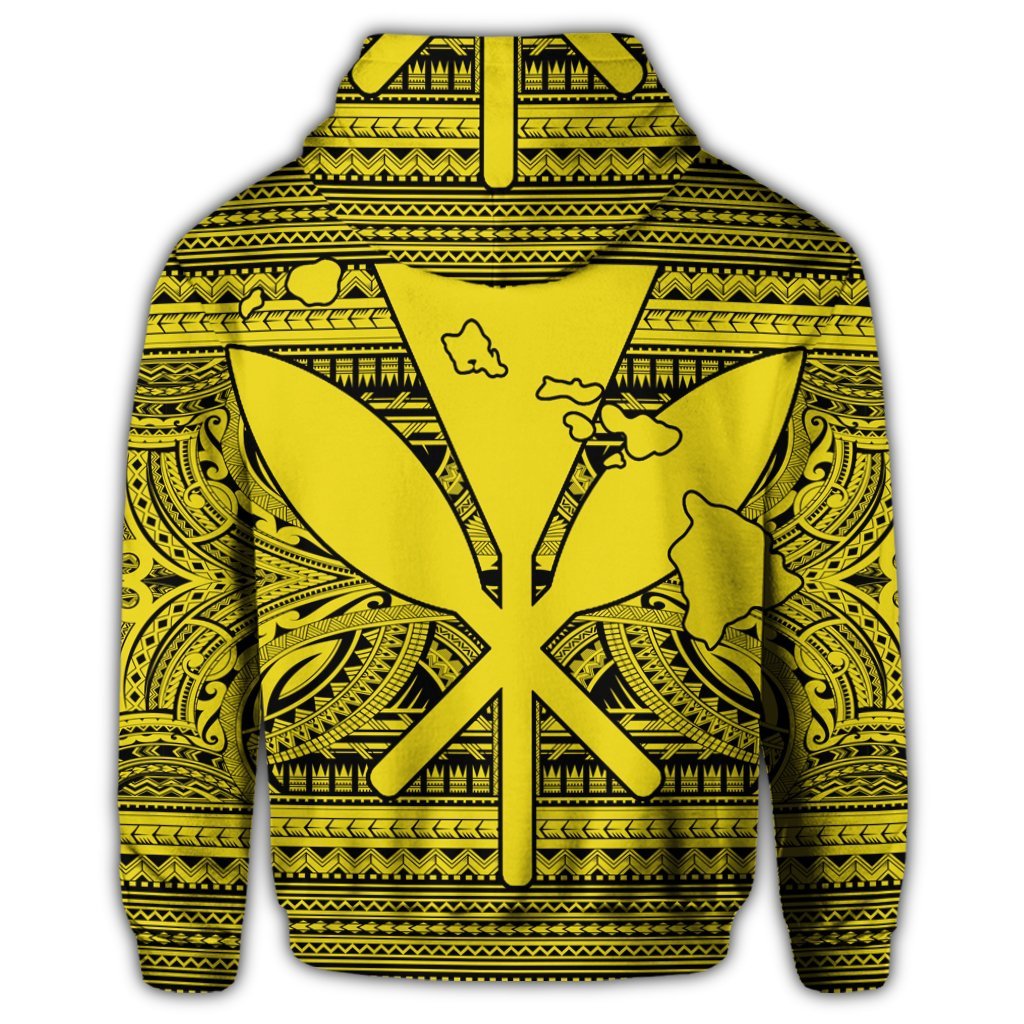 Hawaiian Kanaka Polynesian Tribal Zip Hoodie Reggae Color Yellow - Polynesian Pride