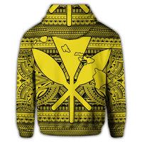 Hawaiian Kanaka Polynesian Tribal Zip Hoodie Reggae Color Yellow - Polynesian Pride