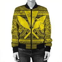Hawaiian Kanaka Polynesian Tribal Bomber Jacket Reggae Color Yellow AH - Polynesian Pride